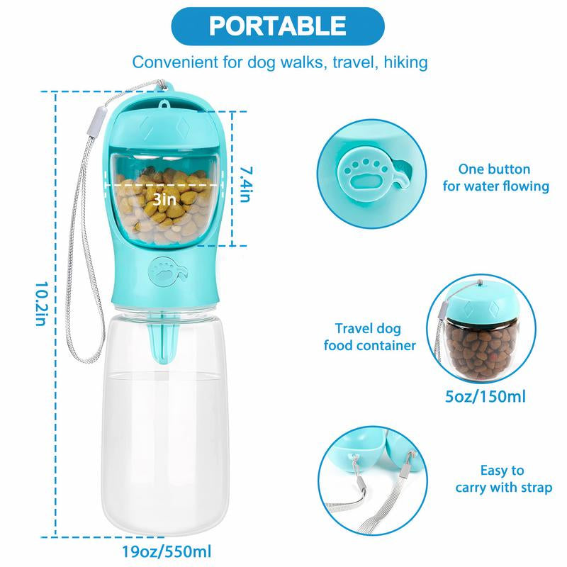 2-In-1 Portable Dog Water Bottle & Food Dispenser – Leak-Proof, Travel-Friendly, Durable Pet Hydration and Snack Container