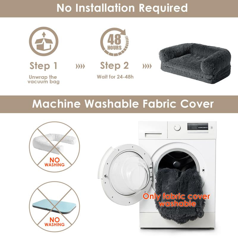 EHEYCIGA Foldable Human Dog Bed for Adult, Orthopedic Memory Foam Dog Bed for Humans, Waterproof Human Dog Bed for People, Faux Fur Human Sized Dog Bed