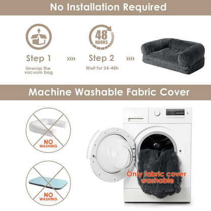 EHEYCIGA Foldable Human Dog Bed for Adult, Orthopedic Memory Foam Dog Bed for Humans, Waterproof Human Dog Bed for People, Faux Fur Human Sized Dog Bed