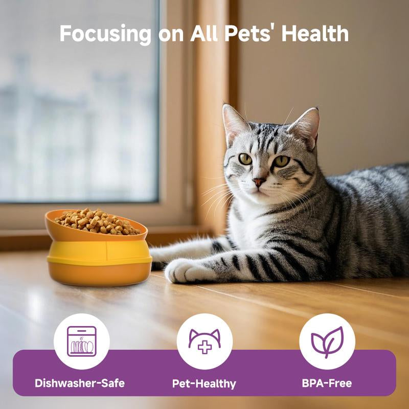 5-In-1 Pet Bowls Set - Tilted Bowl, Elevated Bowl, Slow Feeder, Lick Mat, Non-Slip Bowl for Dog & Cat, Burger Design, Healthy Material, Pet Gift