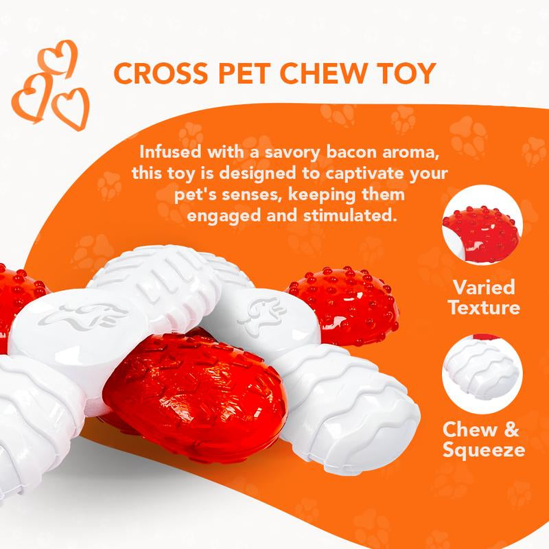 Rethink Pet Bacon Scented Cross Chew Teething Toy for Small Dogs